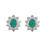 18K White Gold Emerald & Diamond Earrings