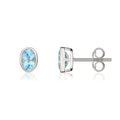9K White Gold Oval Swiss Blue Topaz Stud Earrings