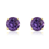9K Yellow Gold Amethyst Stud Earrings