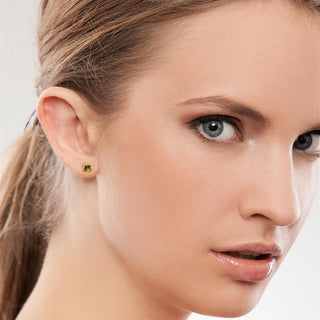 9K Yellow Gold Round Cut Citrine Stud Earrings