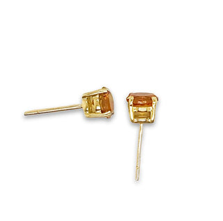 9K Yellow Gold Round Cut Citrine Stud Earrings