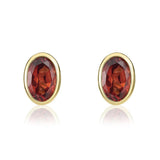 9K Yellow Gold Garnet Stud Earrings