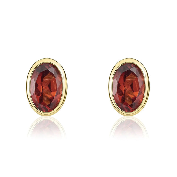 9K Yellow Gold Garnet Stud Earrings