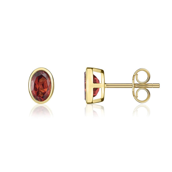 9K Yellow Gold Garnet Stud Earrings