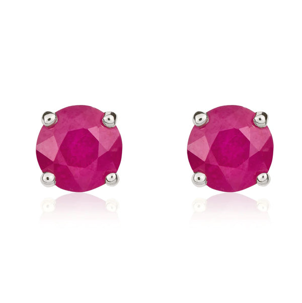 9K White Gold Ruby Stud Earrings