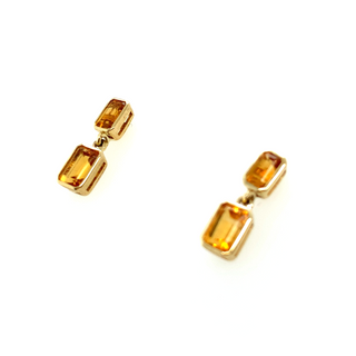 9K Yellow Gold Citrine Octagonal Drop Earrings