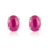 9K White Gold Oval Ruby Stud Earrings