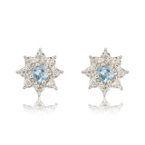 9K White Gold Aquamarine & Diamond Stud Earrings