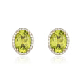 9K Yellow Gold Oval Peridot & Diamond Earrings