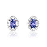 9K White Gold Tanzanite and Diamond Earrings