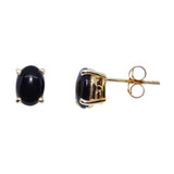 9K Yellow Gold Onyx Oval Stud Earrings