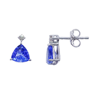 9K White Gold Tanzanite & Diamond Stud Earrings