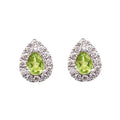 9K White Gold Peridot & Diamond Stud Earrings