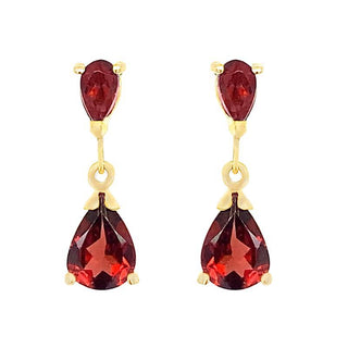 9K Yellow Gold Garnet Tear Drop Earrings