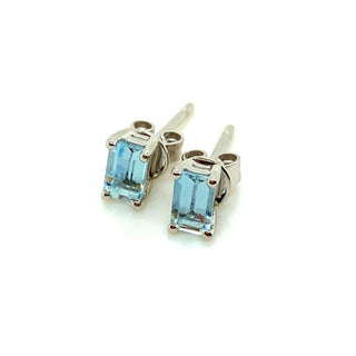 9K White Gold Aquamarine Stud Earrings