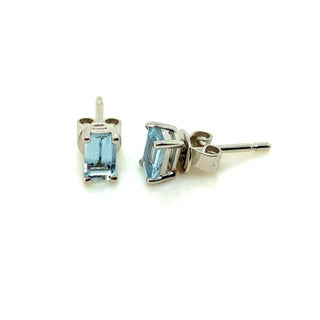 9K White Gold Aquamarine Stud Earrings