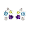 9K White Gold Multi Gemstone Bubble Stud Earrings