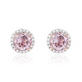 9K Rose Gold Pink Amethyst & Diamond Earrings