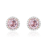 9K Rose Gold Pink Amethyst & Diamond Earrings