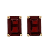 9K Yellow Gold Octagon Cut Garnet Stud Earrings