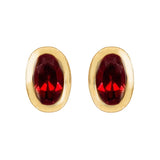 9K Yellow Gold Oval Cut Garnet Stud Earrings