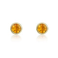 9K Yellow Gold 3mm Round Citrine Stud Earrings