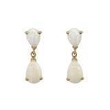 9K Yellow Gold Pear Opal Drop Earrings