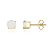 9K Yellow Gold 5mm Opal Stud Earrings