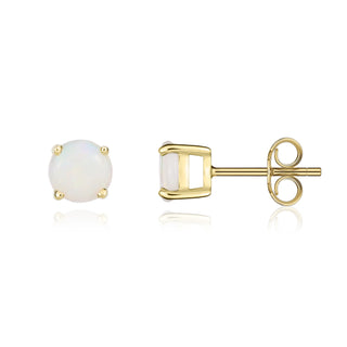 9K Yellow Gold 5mm Opal Stud Earrings