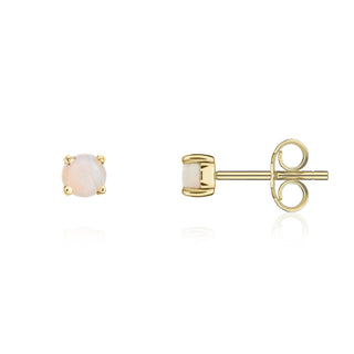 9K Yellow Gold 3mm Opal Stud Earrings