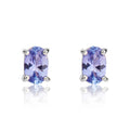 9K White Gold Oval Tanzanite Stud Earrings