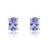 9K White Gold Oval Tanzanite Stud Earrings