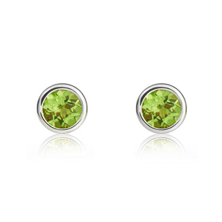 9K White Gold 4mm Round Peridot Stud Earrings