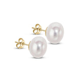 9K Yellow Gold 11mm Pearl Stud Earrings