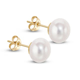 9K Yellow Gold 8.5mm Pearl Stud Earrings