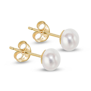 9K Yellow Gold 5.5mm Pearl Stud Earrings