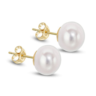 9K Yellow Gold 9mm Pearl Stud Earrings
