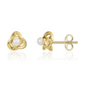 9K Yellow Gold Knot & Pearl Stud Earrings