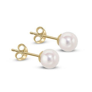9K Yellow Gold 6mm Akoya Pearl Stud Earrings