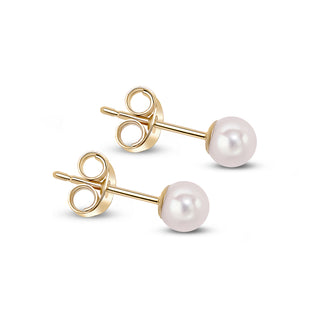 9K Yellow Gold 4mm Akoya Pearl Stud Earrings