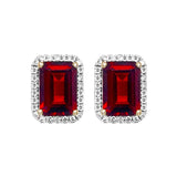 9K Yellow Gold Garnet & Diamond Stud Earrings