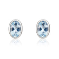 9K White Gold Oval Aquamarine Stud Earrings