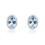 9K White Gold Oval Aquamarine Stud Earrings