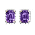 9K Yellow Gold Amethyst & Diamond Stud Earrings