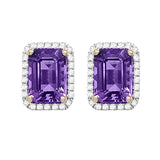 9K Yellow Gold Amethyst & Diamond Stud Earrings