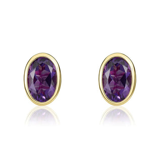 9K Yellow Gold Amethyst Stud Earrings