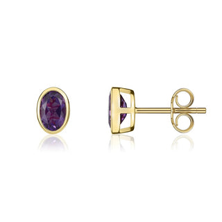 9K Yellow Gold Amethyst Stud Earrings
