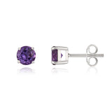 9K White Gold 5mm Round Amethyst Stud Earrings