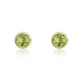 9K Yellow Gold 3mm Round Peridot Stud Earrings