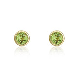 9K Yellow Gold 3mm Round Peridot Stud Earrings